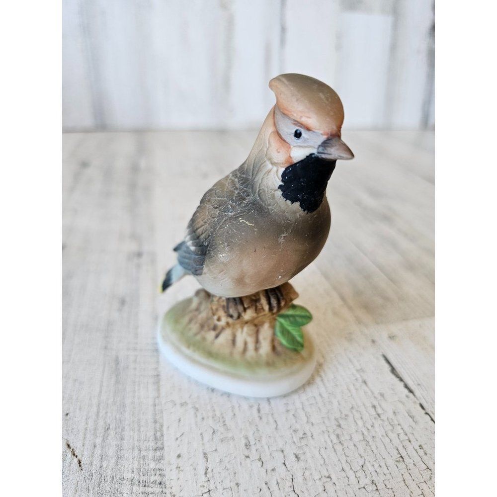 Lefton 6606 waxwing Bird‎ figurine porcelain vintage statue realistic lifelike